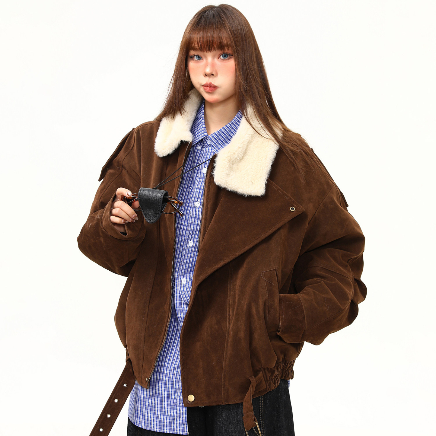 重磅麂皮絨巴恩風棉服外套女美式復古冬季百搭棉衣