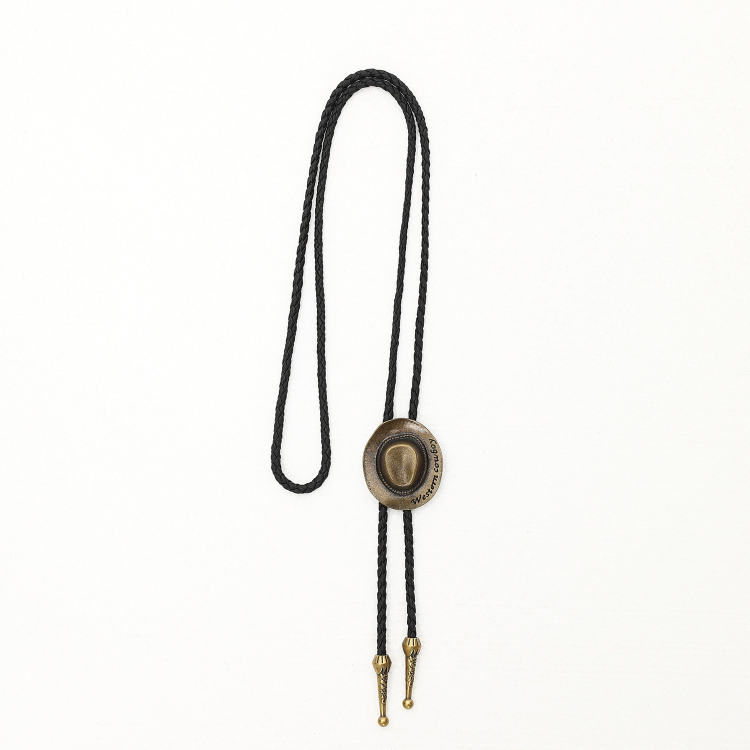 西部牛仔波洛領時尚項鍊復古合金女潮流牛皮繩領帶吊墜