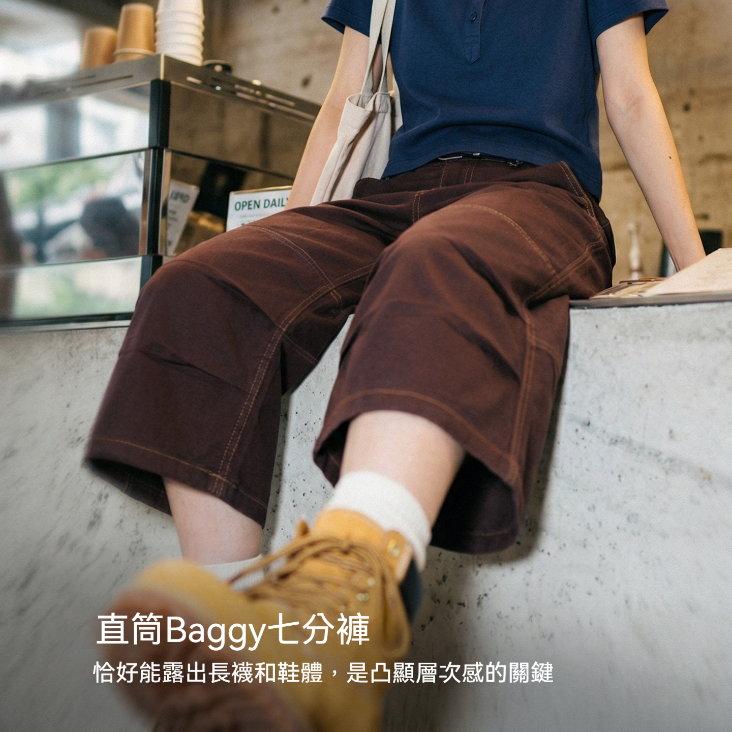美式純棉寬鬆工裝中短褲子直筒闊腿顯瘦休閒七分短褲女士夏