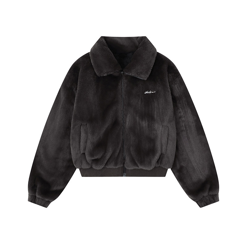 復古氣質高級感軟糯毛絨棉服外套女短寬鬆百搭冬季上衣