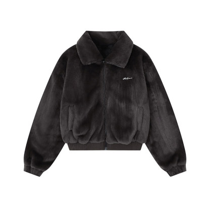 復古氣質高級感軟糯毛絨棉服外套女短寬鬆百搭冬季上衣