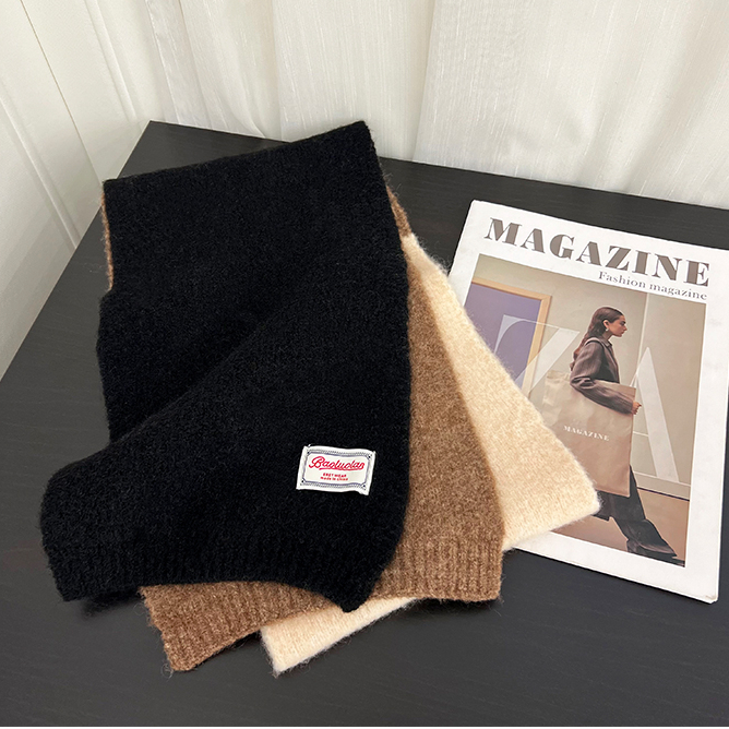 新款日系多巴胺撞色羊毛圍巾女秋冬季保暖百搭軟糯針織圍脖