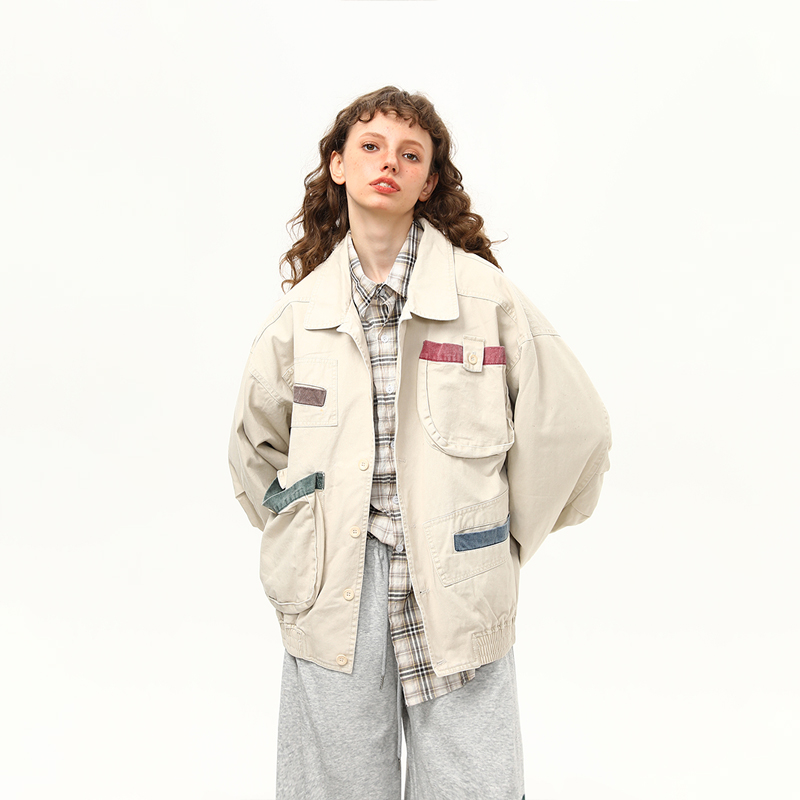 日系工裝戶外多口袋夾克外套女潮牌重磅秋季新款上衣