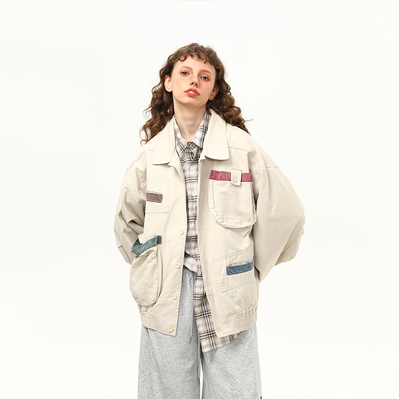 日系工裝戶外多口袋夾克外套女潮牌重磅秋季新款上衣