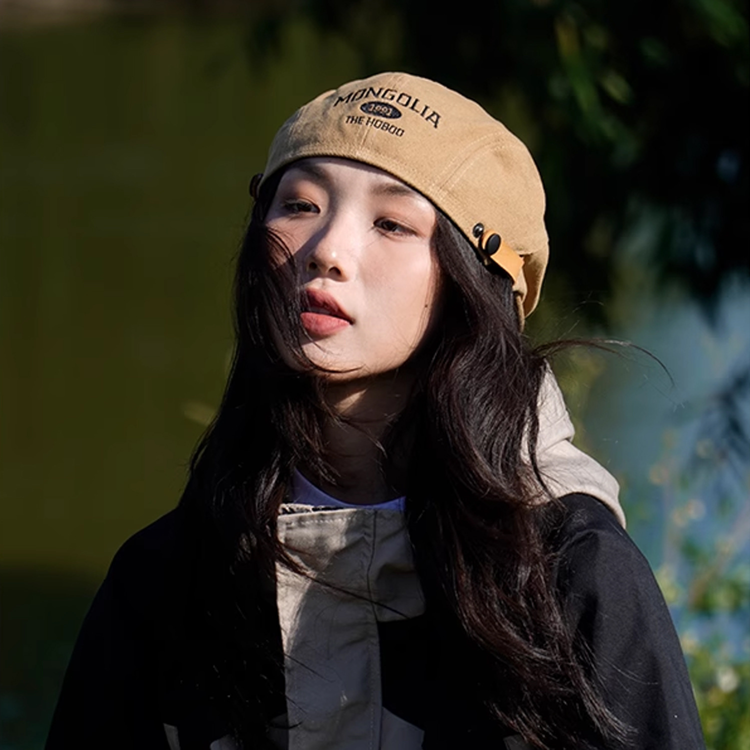 貝雷帽子潮牌新秋季大頭圍前進帽復古畫家帽子女反戴