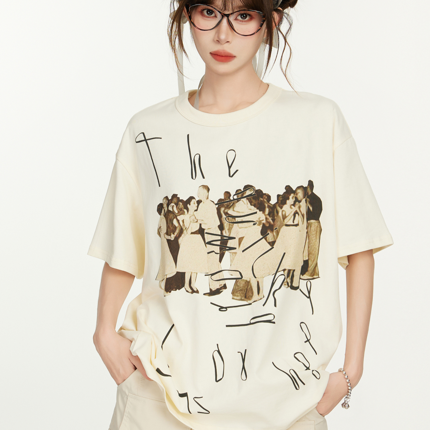 美式正肩短袖t恤女夏季半袖寬鬆顯瘦設計感小眾上衣