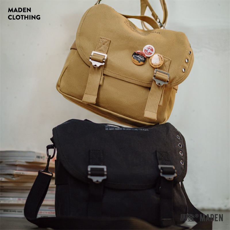 馬登女裝 美式復古M1961字母印花帆布斜挎包手提時尚大容量托特包夏女