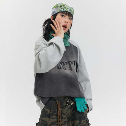 美式復古潮牌高街插肩袖衛衣女oversize上衣春秋