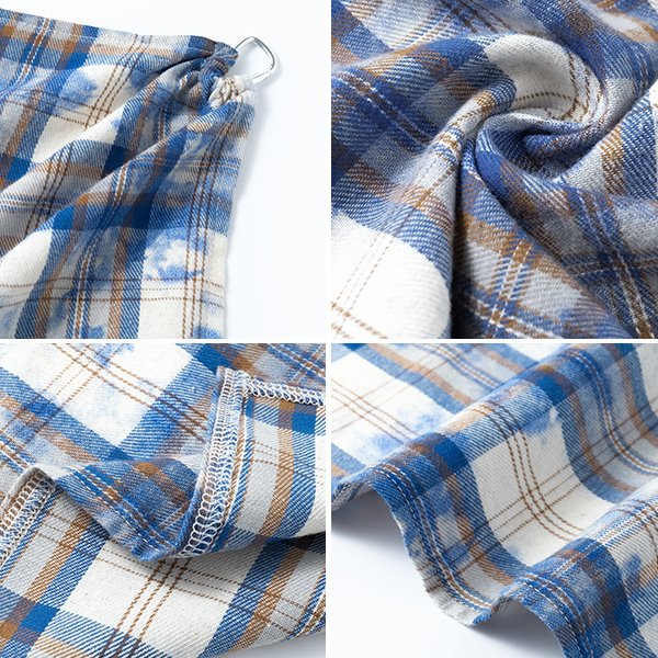 美式復古格紋紮染褲巾腰巾女百搭設計感小方巾街頭潮牌掛飾配飾