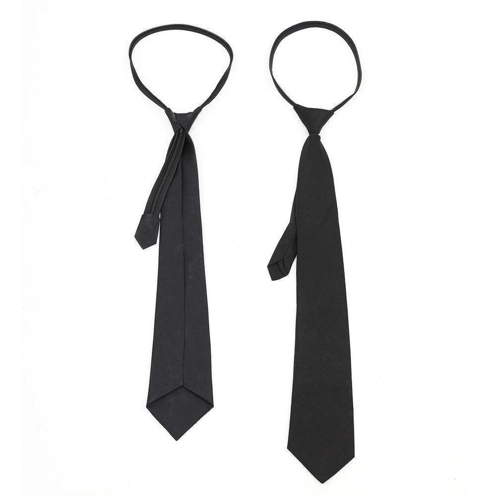 美式复古学院风黑色领带免打便携式拉链高级感衬衫配饰