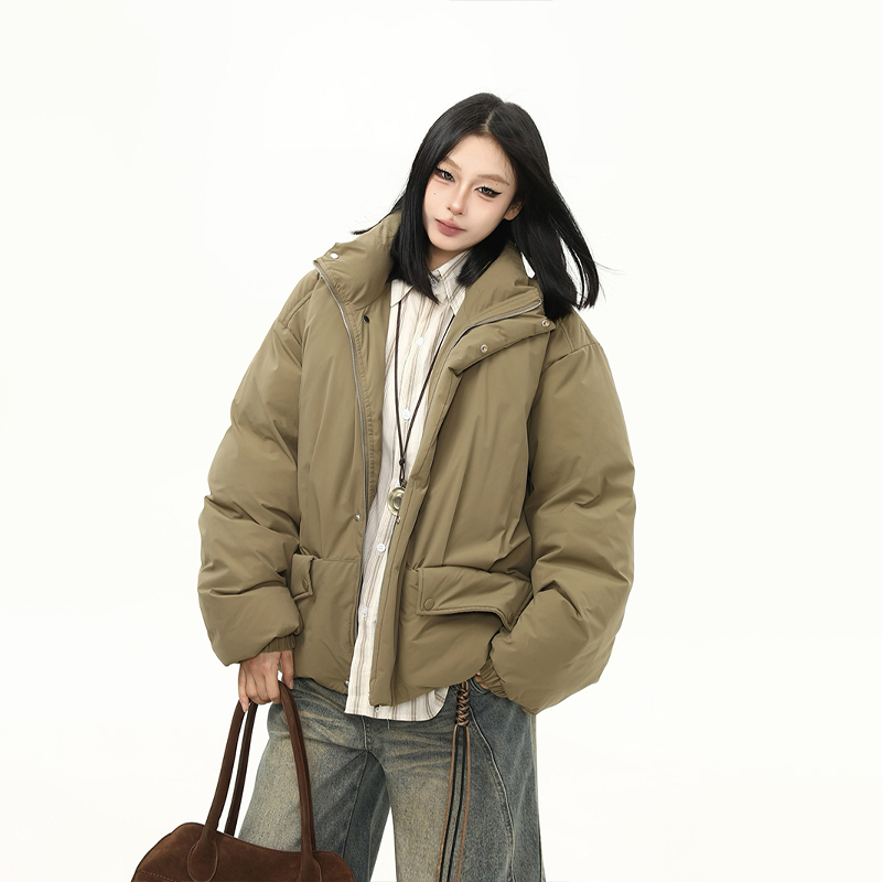 冬季90白鴨絨立領羽絨服女復古高級感保暖棉襖外套