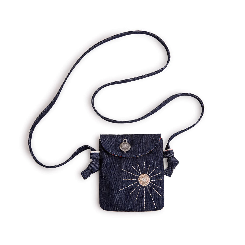 美式復古刺繡丹寧斜挎包印第安民族風牛仔布手機包女