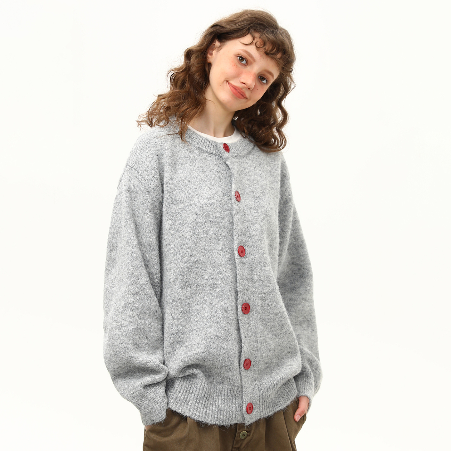 美式復古純色高級感針織衫毛衣女早秋寬鬆慵懶風外套