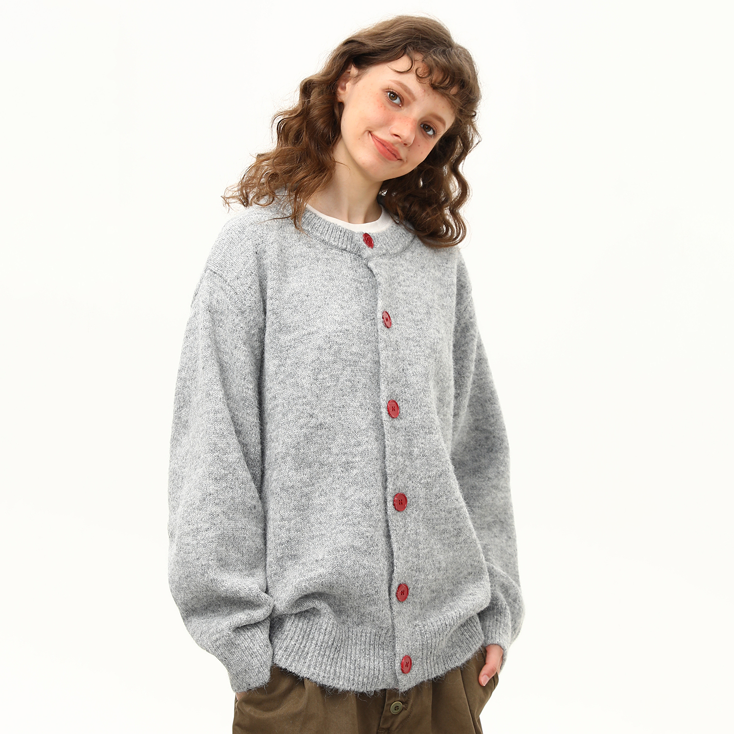 美式復古純色高級感針織衫毛衣女早秋寬鬆慵懶風外套