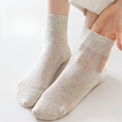 超薄無骨款舒適不勒脚吸汗透氣糖果色耐磨簡約短中筒棉襪女夏
