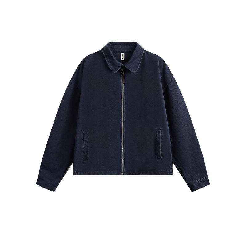 復古水洗做舊外套女春季2025新款美式純色夾克寬鬆街頭潮牌上衣