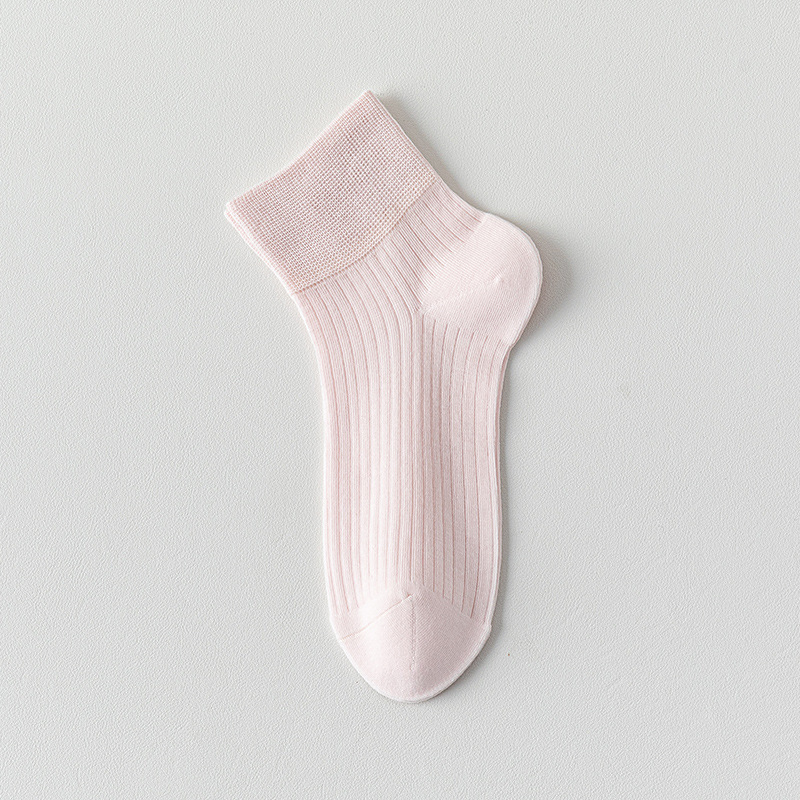 超薄無骨款舒適不勒脚吸汗透氣糖果色耐磨簡約短中筒棉襪女夏