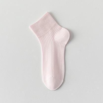 超薄無骨款舒適不勒脚吸汗透氣糖果色耐磨簡約短中筒棉襪女夏