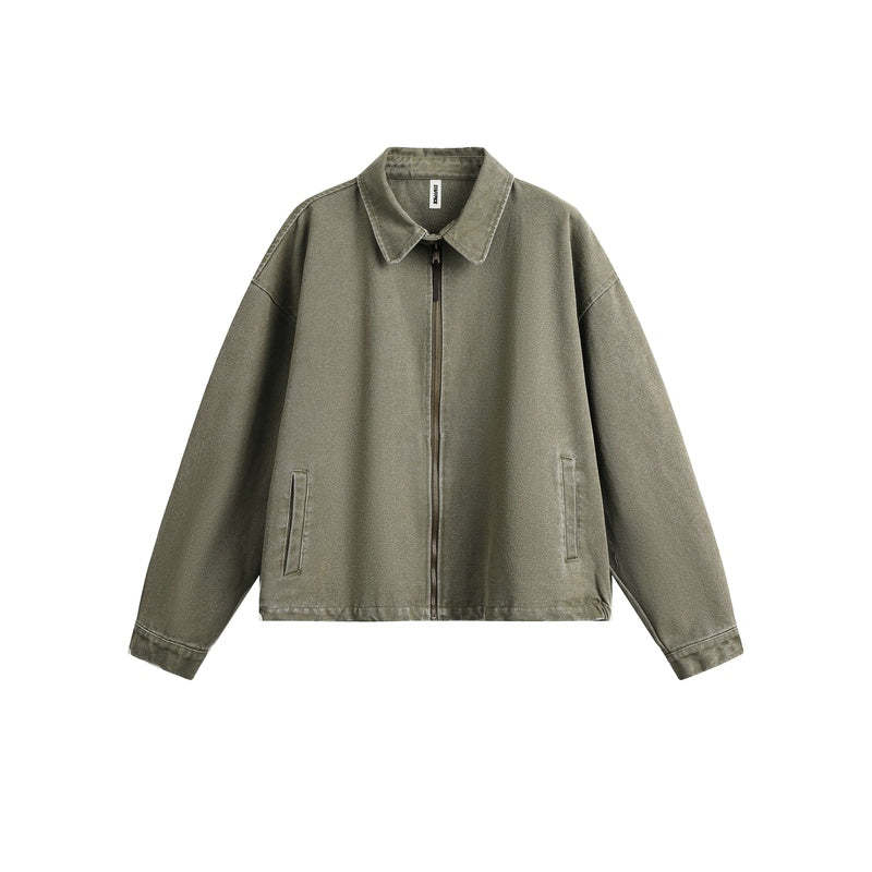 復古水洗做舊外套女春季2025新款美式純色夾克寬鬆街頭潮牌上衣