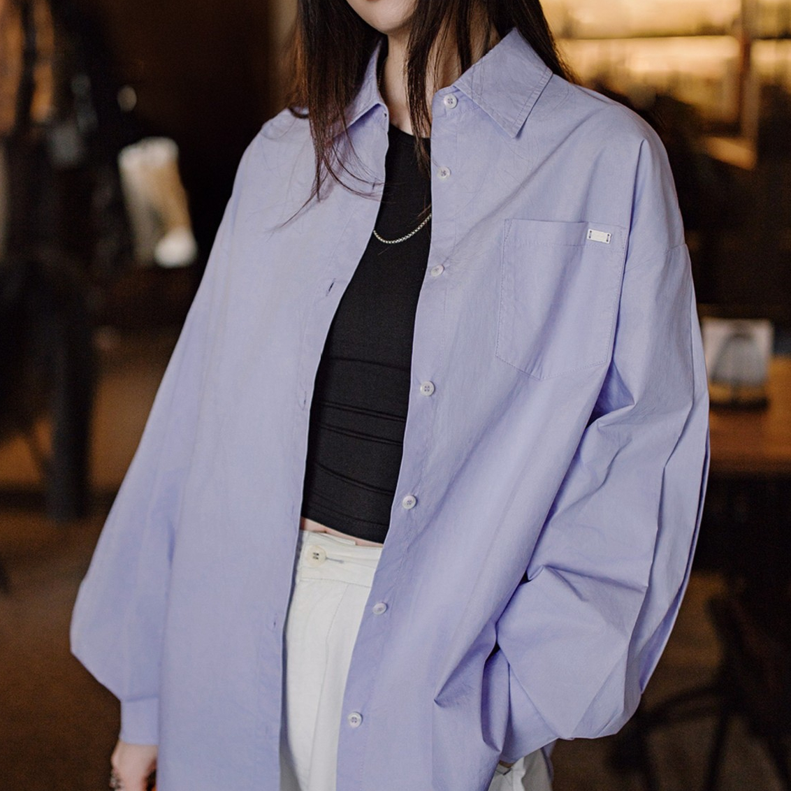 淺春系慵懶風oversize襯衫褶皺袖口度假風外套多巴胺上衣春女