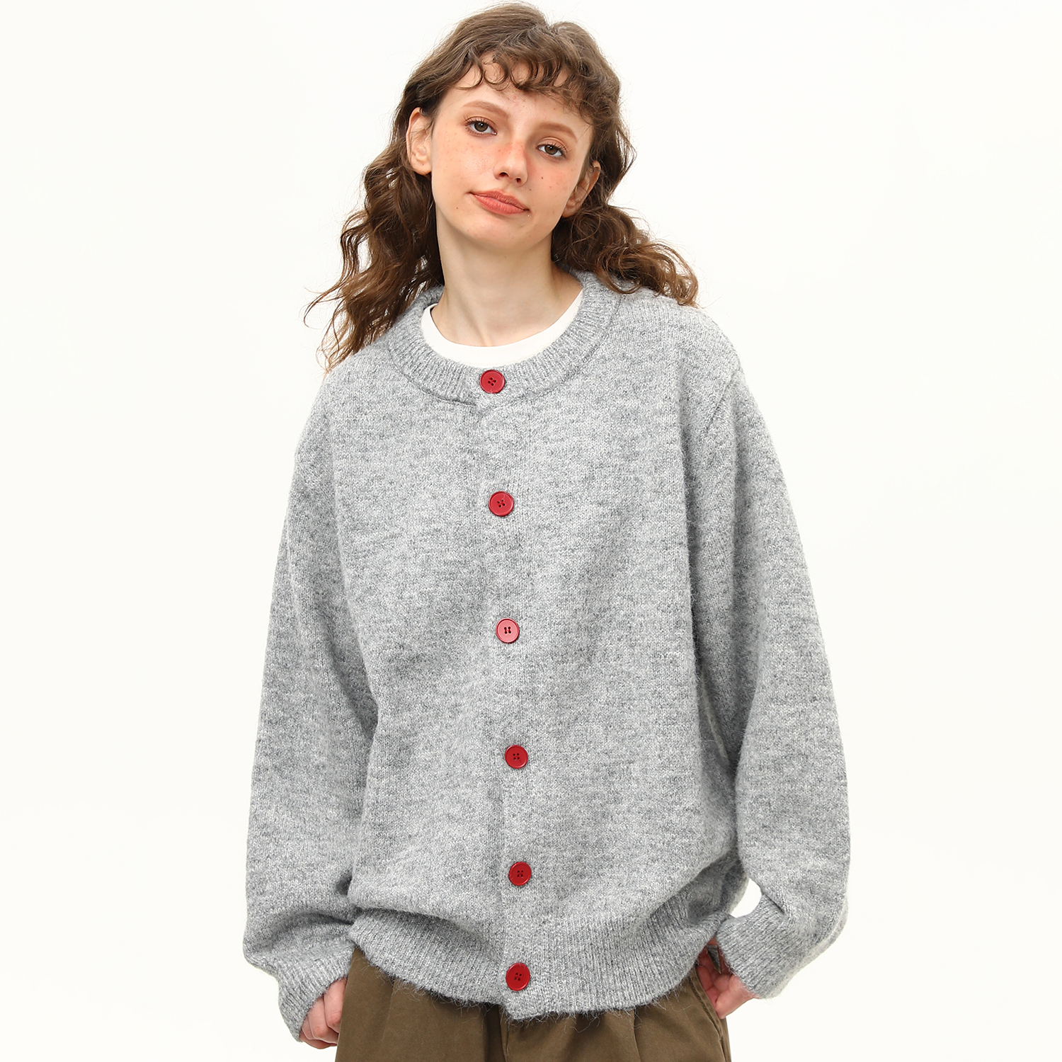 美式復古純色高級感針織衫毛衣女早秋寬鬆慵懶風外套