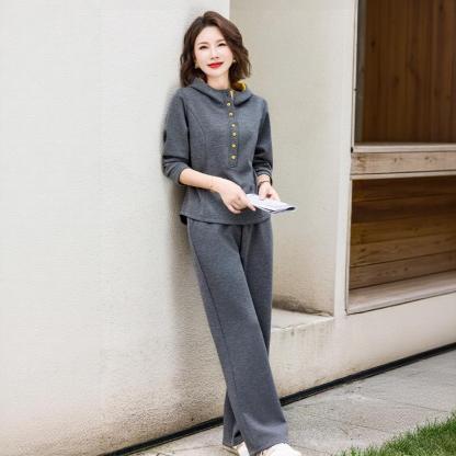 春裝運動服套裝2026新款洋氣質中老年女裝春秋連帽兩件套