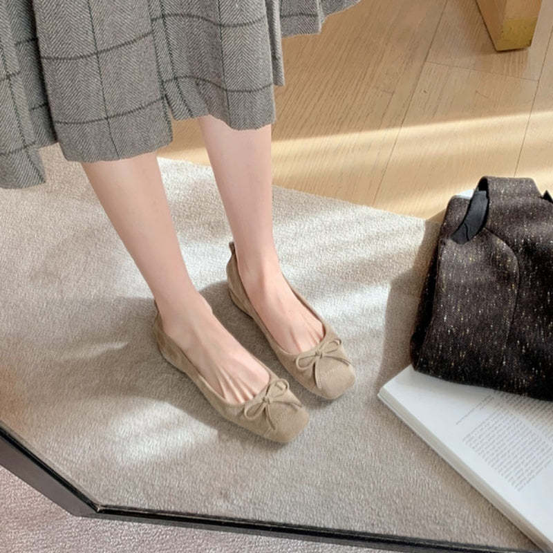軟底蝴蝶結單鞋女春秋新款法式氣質晚晚鞋通勤芭蕾平底鞋