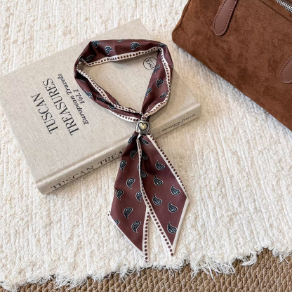 法式復古抽拉系脖絲巾項鍊女春季新款波點領巾長條毛衣鏈圍巾配飾