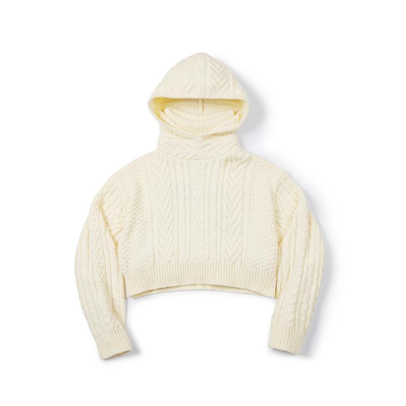 馬登女裝 美式復古連帽高領毛衣秋冬外穿短款堆堆帽針織衫設計感