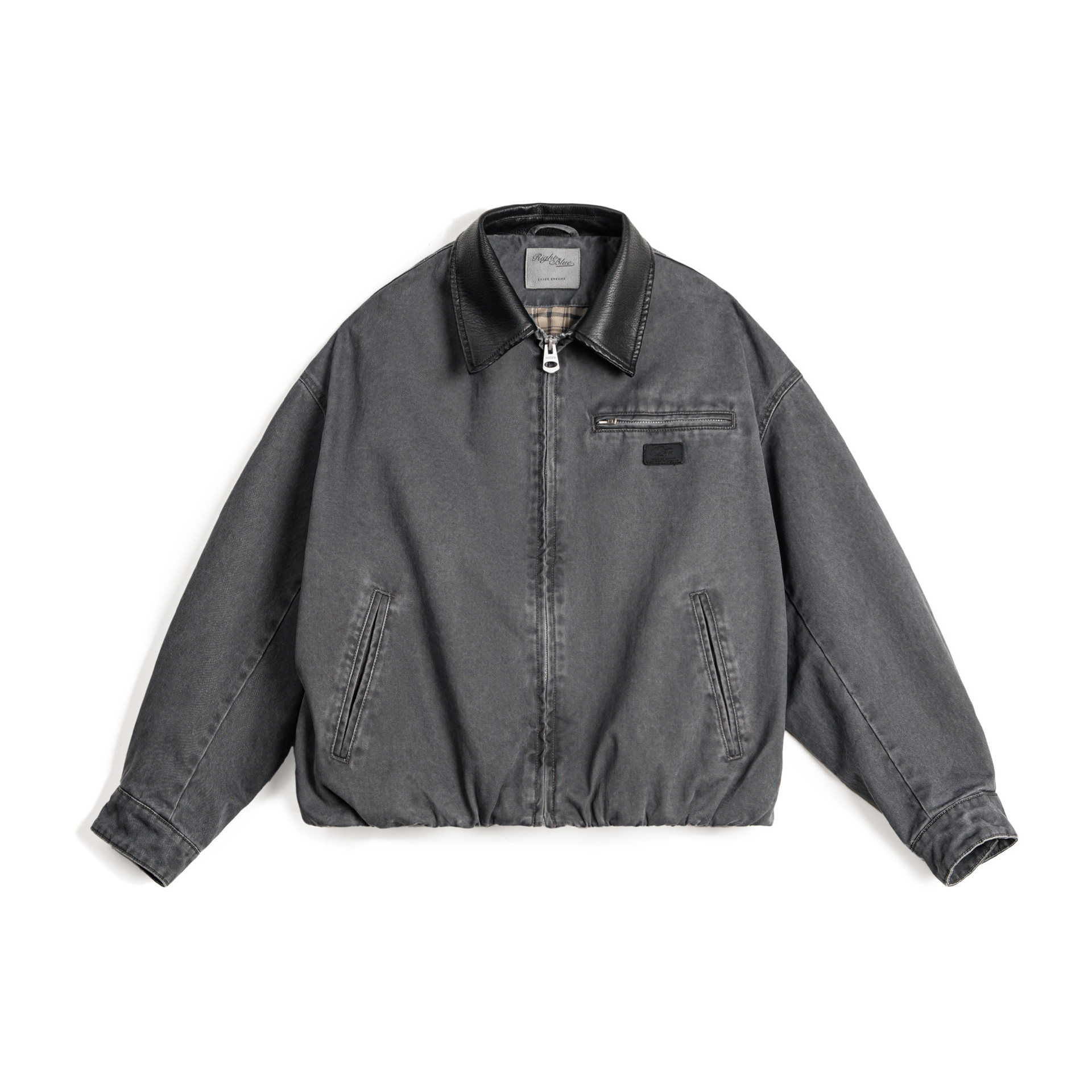 美式格雷系寬鬆撞色翻領底特律獵裝工裝夾克短外套上衣女士春