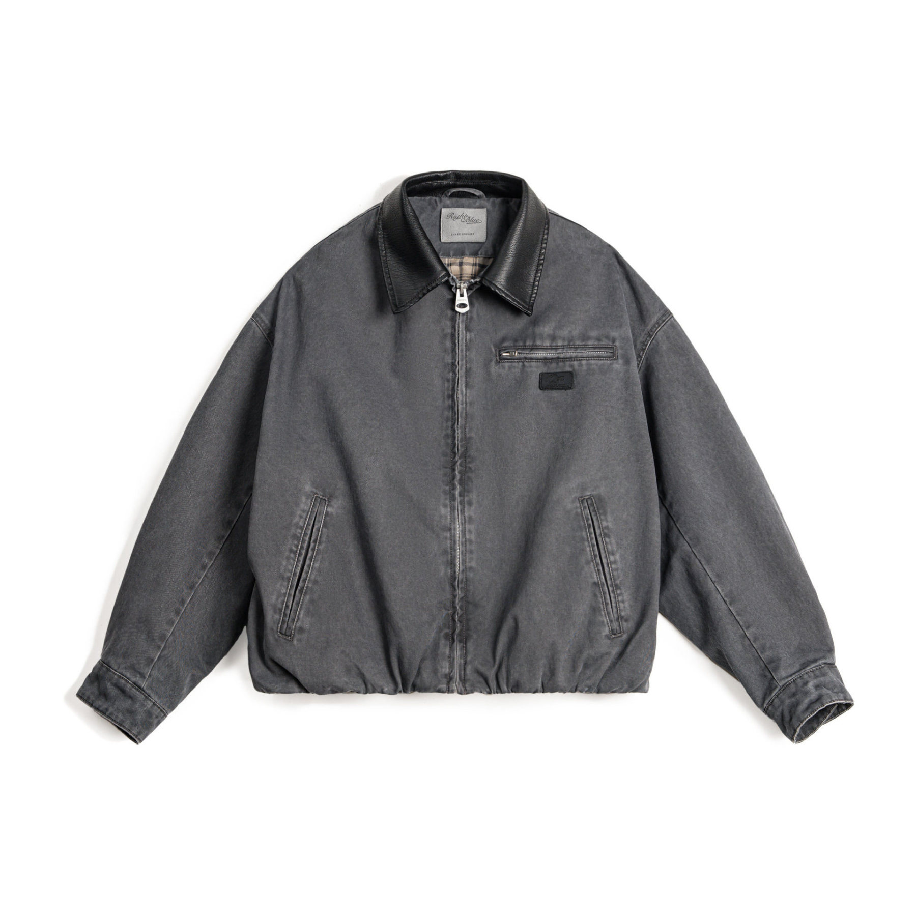 美式格雷系寬鬆撞色翻領底特律獵裝工裝夾克短外套上衣女士春