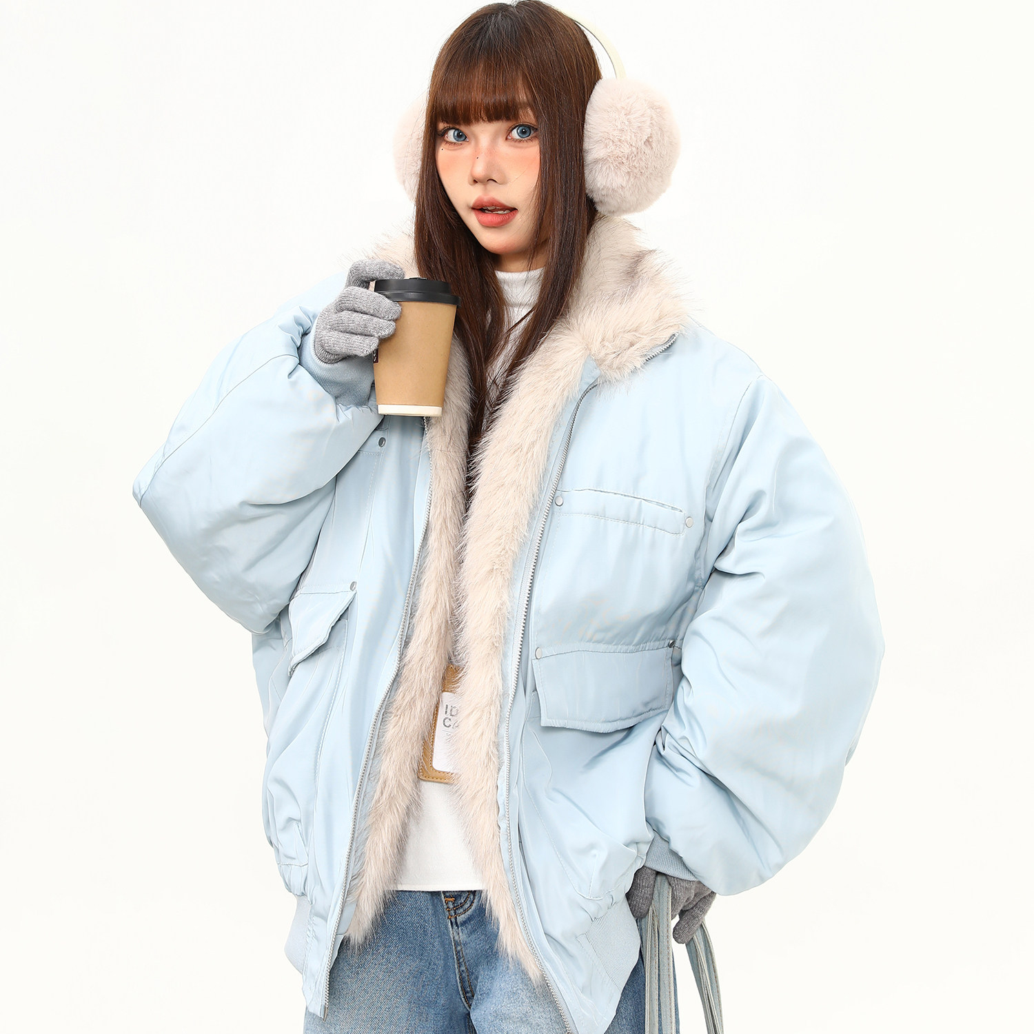 美式復古立領座山雕棉服外套女冬季加厚保暖情侶過冬棉襖