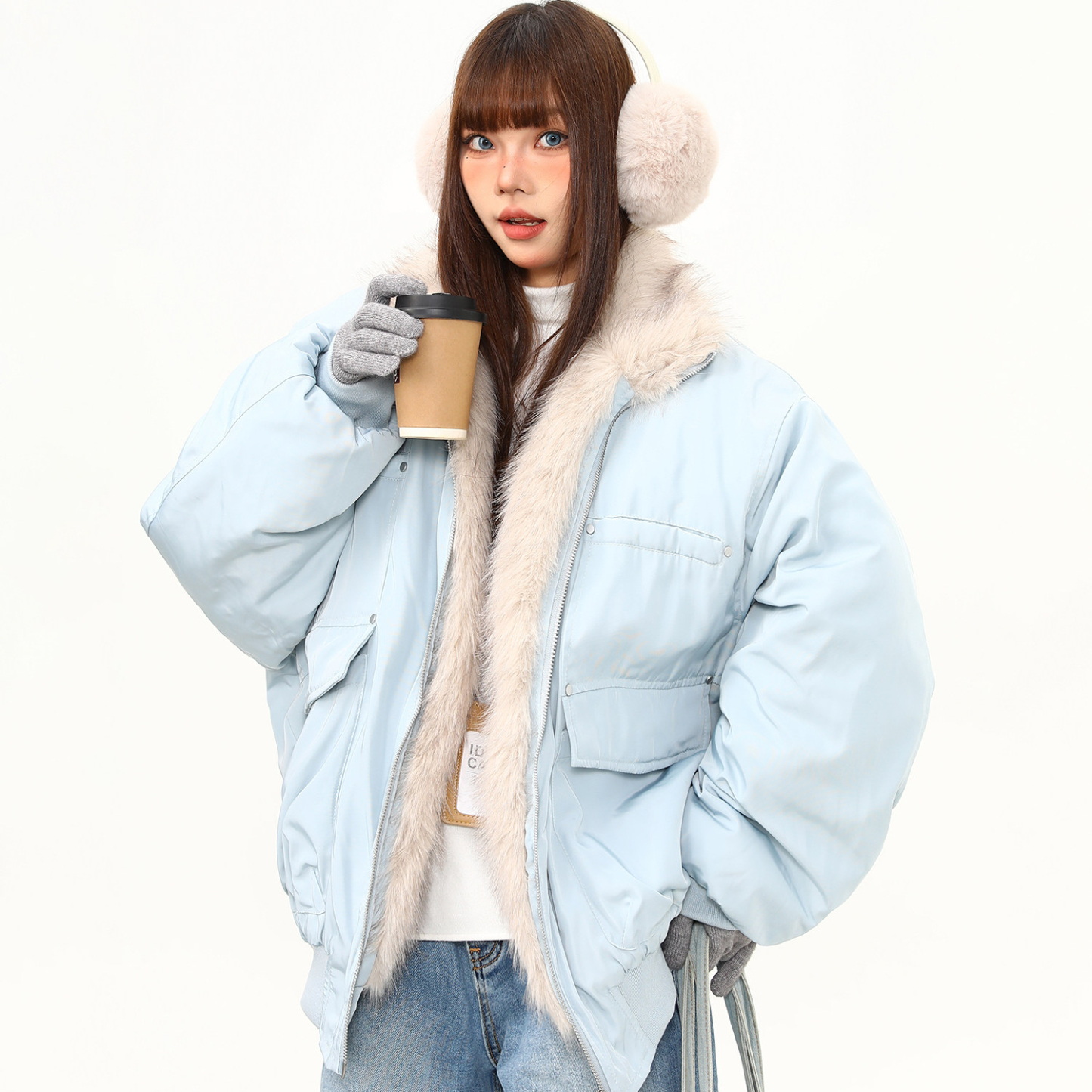 美式復古立領座山雕棉服外套女冬季加厚保暖情侶過冬棉襖