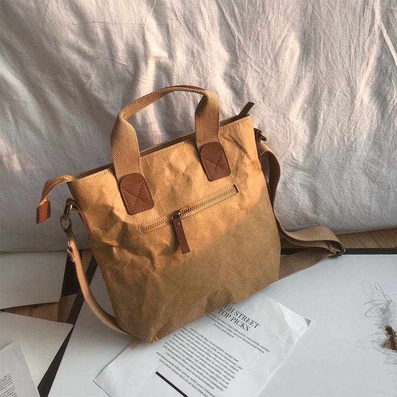 防水撕不爛牛皮紙杜邦紙復古百搭雙肩包手拿包斜挎包女