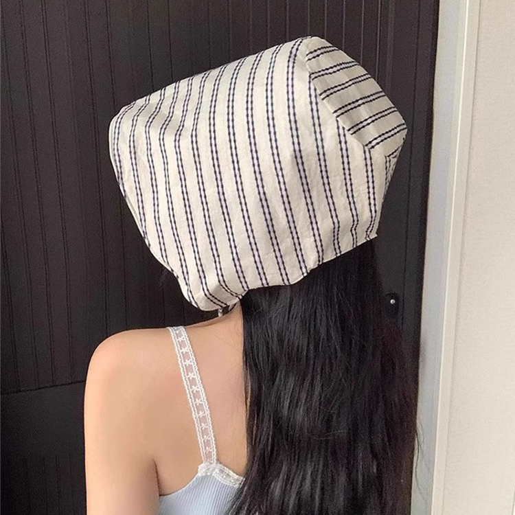 法式條紋漁夫帽女夏季新款小眾百搭大簷顯臉小水桶帽遮陽防曬帽子