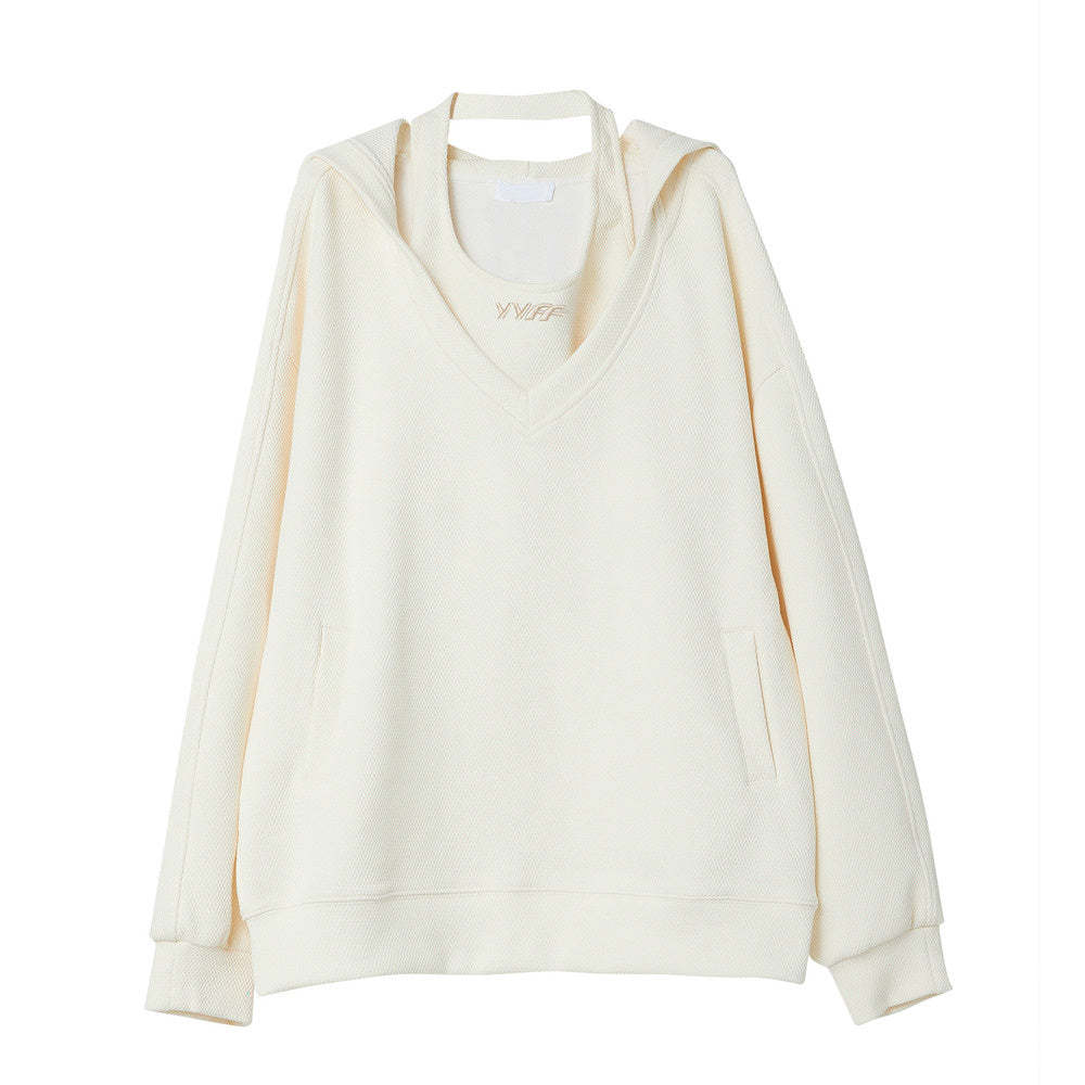 美式復古連帽套頭衛衣春秋季正肩oversize重磅寬鬆背心兩件套