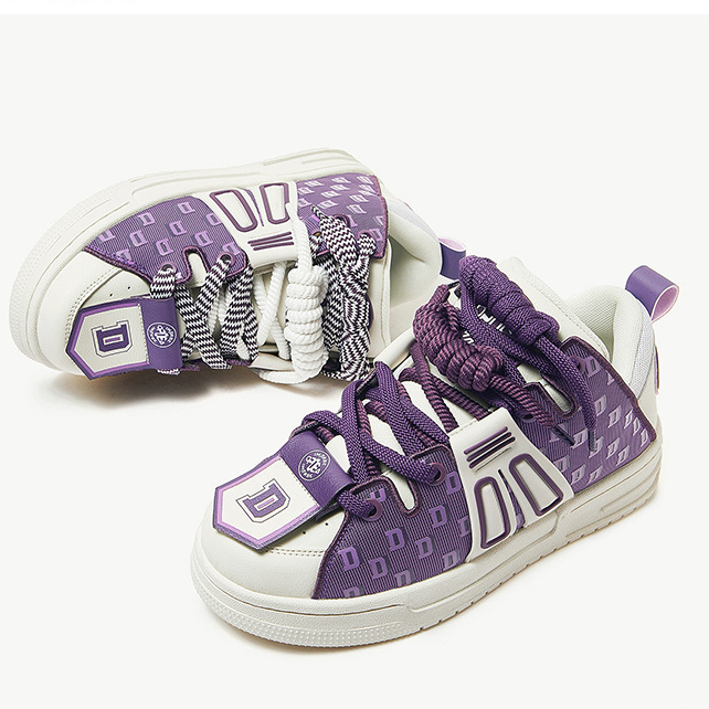 國潮女鞋子潮鞋雙鞋帶板鞋女百搭鞋子麵包鞋