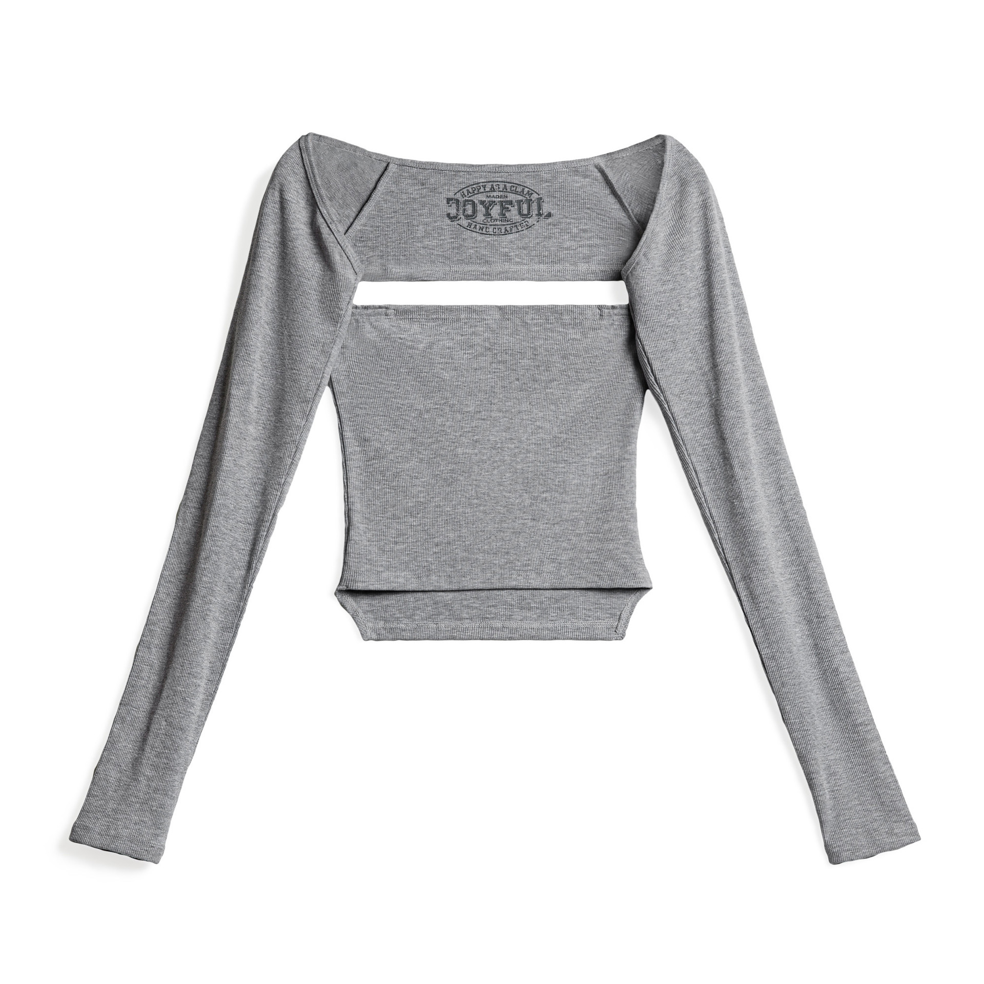 格雷系一字領鏤空長袖T恤辣妹掛脖扭結DIY坎肩百變露肩上衣女