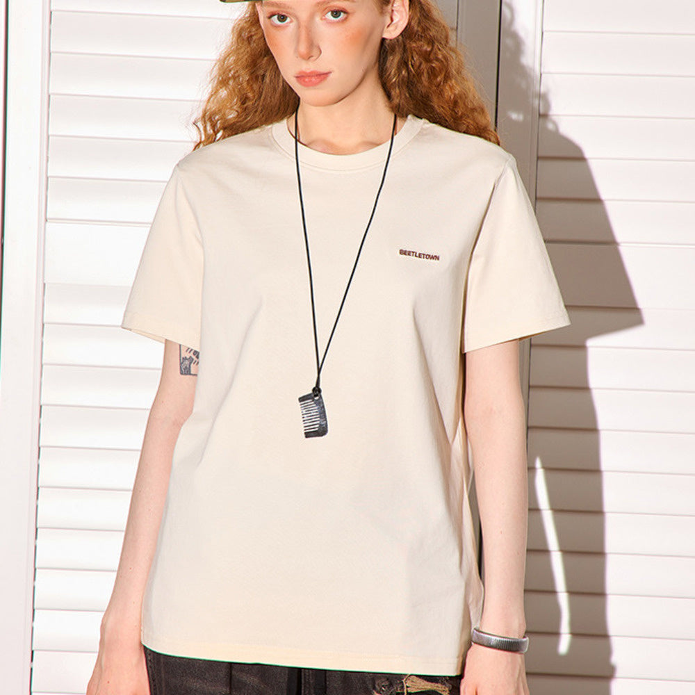 小標印花正肩短袖T恤女美式短款cleanfit凉感速幹上衣