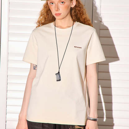 小標印花正肩短袖T恤女美式短款cleanfit凉感速幹上衣