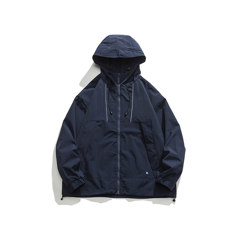 日系連帽戶外工裝拉鍊大口袋衝鋒衣夾克女中性風寬鬆短外套