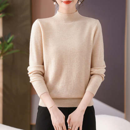 秋冬半高領純色打底衫2026新款中老年女裝時尚百搭簡約上衣