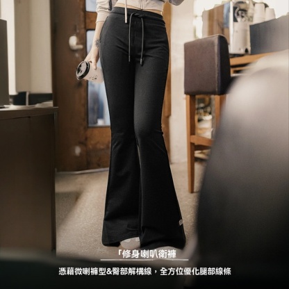 格雷系微喇健身解構拖地喇叭褲修身普拉提瑜伽褲春季長褲女