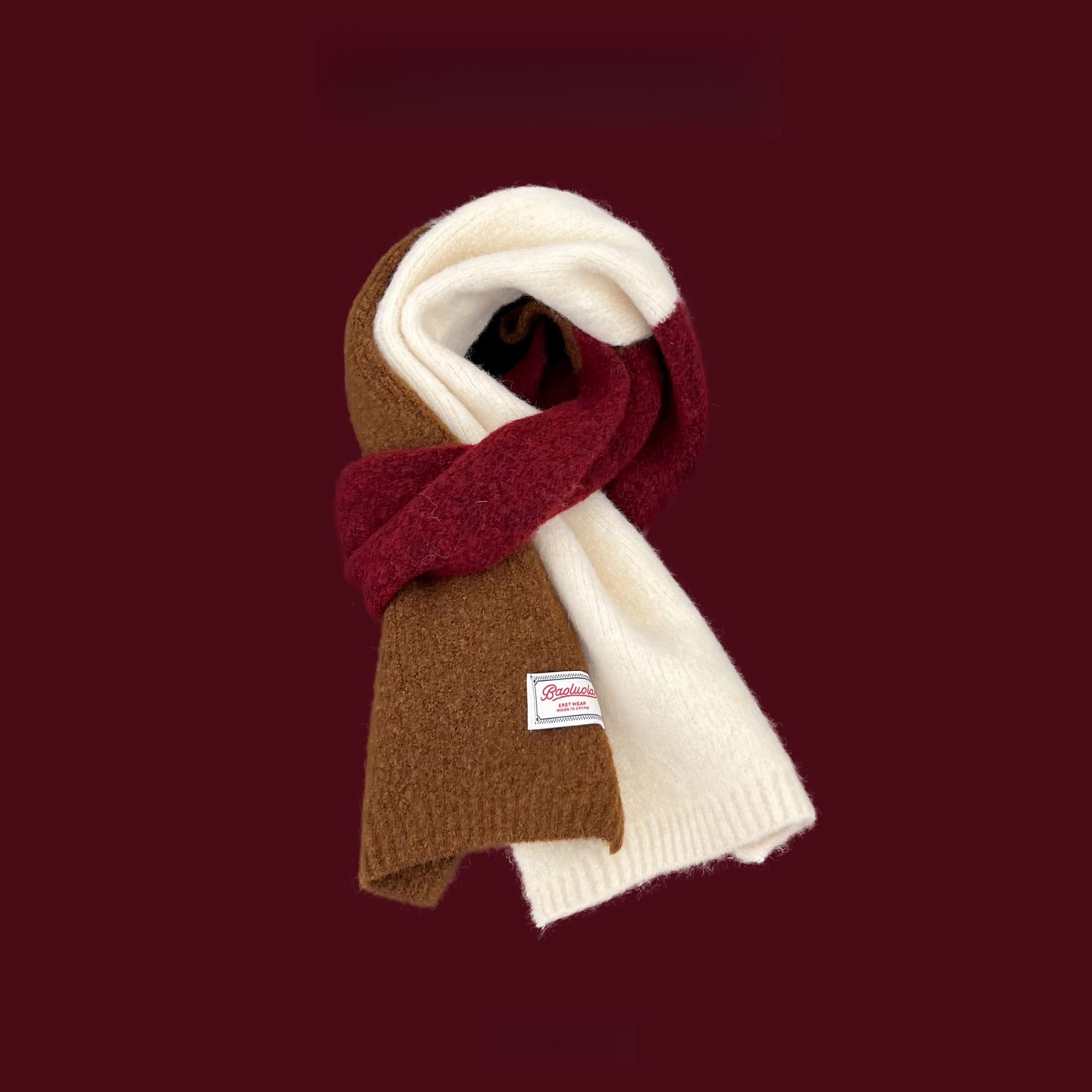 新款日系多巴胺撞色羊毛圍巾女秋冬季保暖百搭軟糯針織圍脖