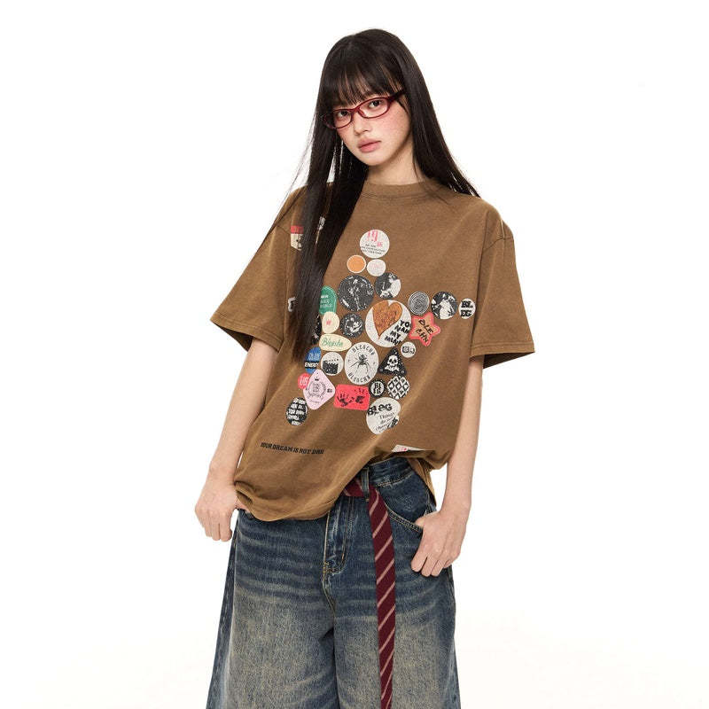 美式復古寬鬆短袖T恤女2025年夏季小眾設計感潮牌半袖女