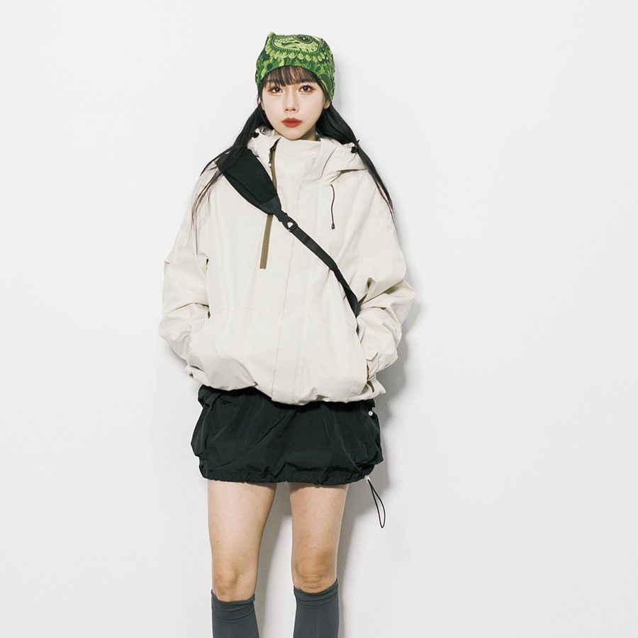 戶外工裝連帽拉鍊衝鋒衣外套女春秋美式復古休閒徒步登山服