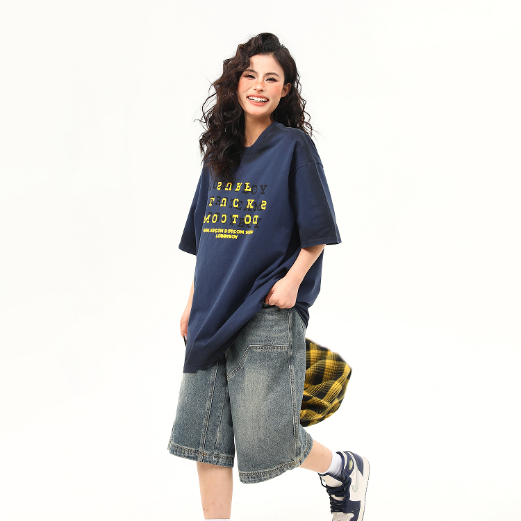美式復古水洗漸變高級感短袖T恤女重磅上衣女夏