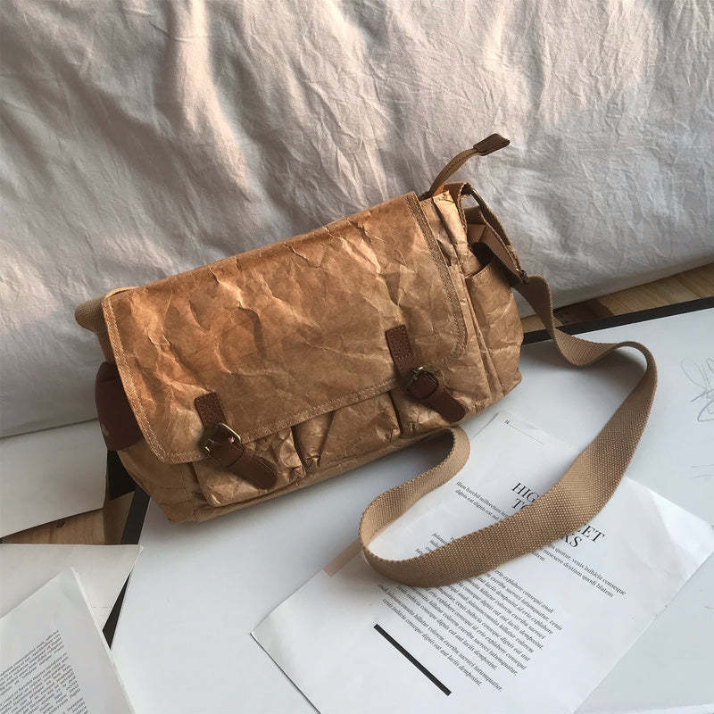 防水撕不爛牛皮紙杜邦紙復古百搭雙肩包手拿包斜挎包女