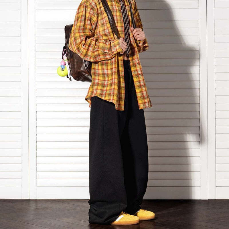 白色美式高街直筒顯瘦休閒褲女cleanfit窄版闊腿褲子