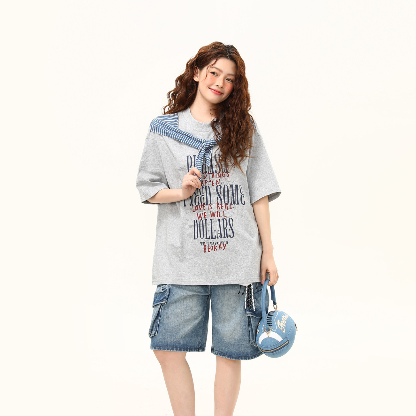 2026夏季新款美式潮流綁帶設計感短袖T恤女百搭tee